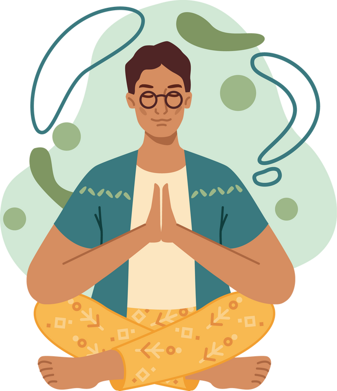 Calm Man Meditating in Lotus Pose, Stress Control